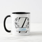 Personalisierter Blumenmonogramm-Buchstabe Z Beche Tasse (Links)