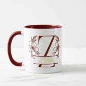 Personalisierter Blumenmonogramm-Buchstabe Z Beche Tasse (Links)