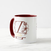 Personalisierter Blumenmonogramm-Buchstabe Z Beche Tasse (Vorderseite Links)