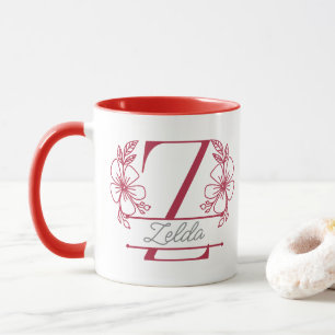 Personalisierter Blumenmonogramm-Buchstabe Z Beche Tasse