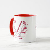 Personalisierter Blumenmonogramm-Buchstabe Z Beche Tasse (Vorderseite Links)