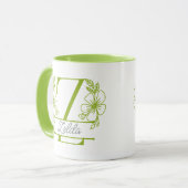 Personalisierter Blumenmonogramm-Buchstabe Z Beche Tasse (Vorderseite Links)