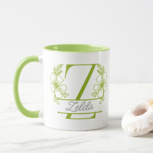 Personalisierter Blumenmonogramm-Buchstabe Z Beche Tasse
