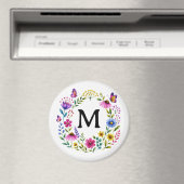Personalisierter Blumenmonogramm-Kranz Magnet (In Situ (Geschirrspüler))