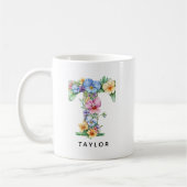 Personalisierter Blumenmonogramm-Tasse Geschenk fü Kaffeetasse (Links)