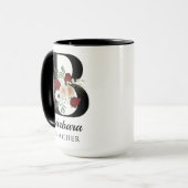 Personalisierter Blumenmonogramm-Tasse Geschenk fü Tasse (Vorderseite Links)