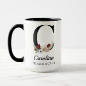 Personalisierter Blumenmonogramm-Tasse-Geschenk fü Tasse (Links)