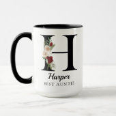 Personalisierter Blumenmonogramm-Tasse Geschenk fü Tasse (Links)