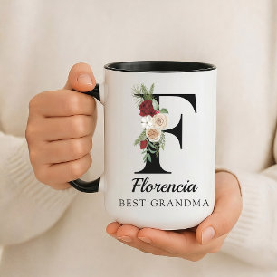 Personalisierter Blumenmonogramm-Tasse Geschenk fü Tasse