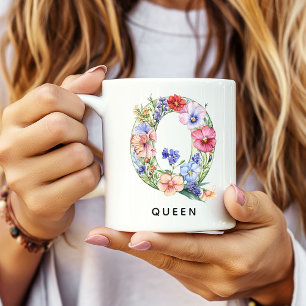 Personalisierter Blumenmonogramm-Tassengeschirr-Ge Kaffeetasse