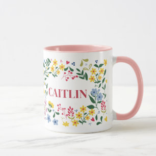 Personalisierter Blumenname-Becher – Individuelle Tasse