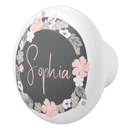 Personalisierter Blumenname Rosa Keramikknauf
