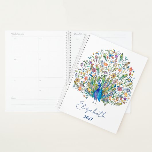 Personalisierter Blumenpfau, benutzerdefiniertes J Planer (Anzeige)
