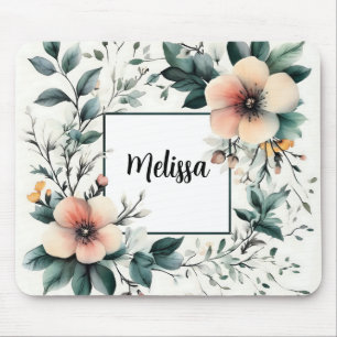 Personalisierter Blumenrahmen, Aquarellgestaltung Mousepad