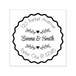 Personalisierter Blumenrahmen Name und Adresse Permastempel