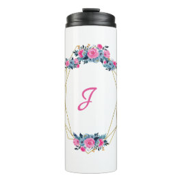 Personalisierter Blumenrahmen Thermosbecher