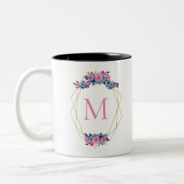 Personalisierter Blumenrahmen Zweifarbige Tasse
