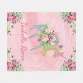 Personalisierter Blumenregenbogen-GlitzerUnicorn Fleecedecke (Vorderseite (Horizontal))