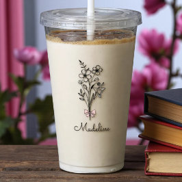 Personalisierter Blumenrosa Bogen für Bridesmädche Acryltrinkbecher