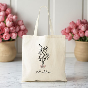 Personalisierter Blumenrosa Bogen für Bridesmädche Tragetasche