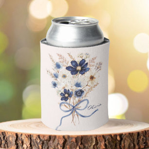 Personalisierter Blumenstrauß in Marineblau Dosenkühler