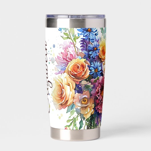 Personalisierter Blumenstrauß Thermobecher (Rückseite)