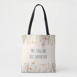 Personalisierter Blush Wildflower Lehrer Dankeschö Tasche
