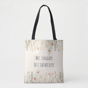 Personalisierter Blush Wildflower Lehrer Dankeschö Tasche