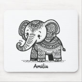 Personalisierter Blütenelephant Mousepad (Vorne)