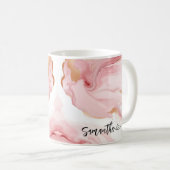 Personalisierter Blütenmarmor mit Herzname Kaffeetasse (VorderseiteRechts)