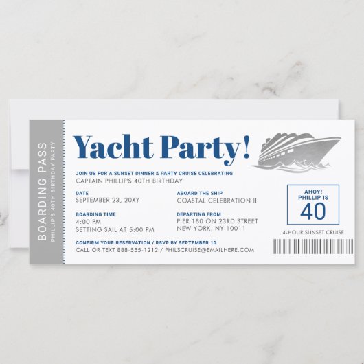 Personalisierter Boarding-Yacht-Party (Vorderseite)