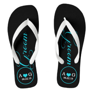 Personalisierter Boden (blau) Badesandalen