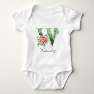 Personalisierter Bodysuit des Name-Monogramm- Baby Strampler