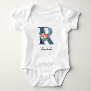 Personalisierter Bodysuit des Name-Monogramm- Baby Strampler