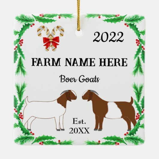 Personalisierter Boer Goat Farm Weihnachten #2 Keramikornament (Rückseite)