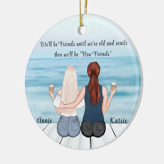 Personalisierter Bohemischer bester Freund - indiv Keramik Ornament (Links)