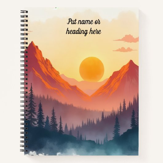 Personalisierter Boho-Bergsonnenuntergang 2 Notizblock (Vorderseite)