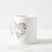 Personalisierter Boho-Blumen-Herzbecher Kaffeetasse (Vorderseite Links)