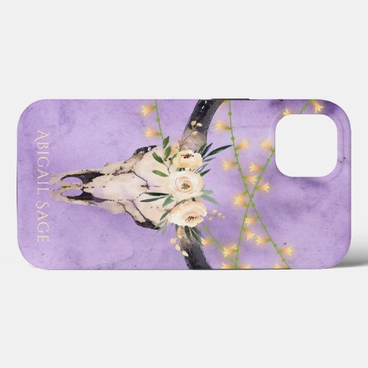 Personalisierter Boho Blumenschädel und Leuchten L Case-Mate iPhone Hülle (Rückseite (Horizontal))