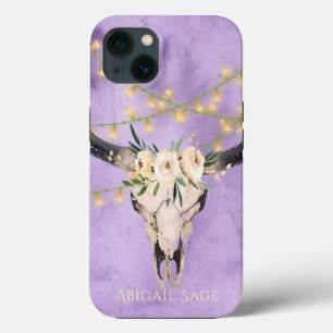 Personalisierter Boho Blumenschädel und Leuchten L Case-Mate iPhone Hülle