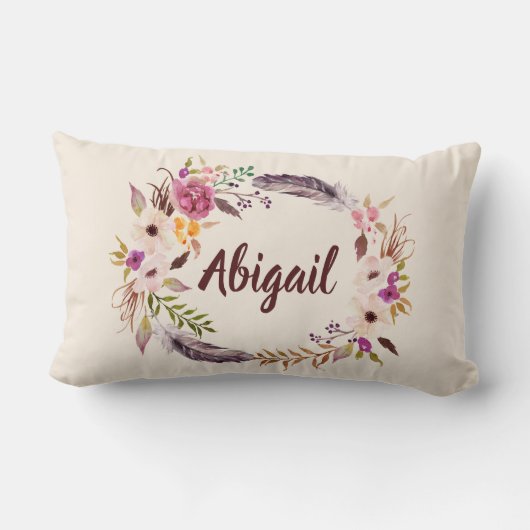 Personalisierter Boho Blumenwirbel Kissen (Rückseite)