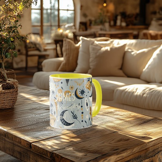 Personalisierter Boho-Chic-Celestial-Mug - Name Fo Tasse