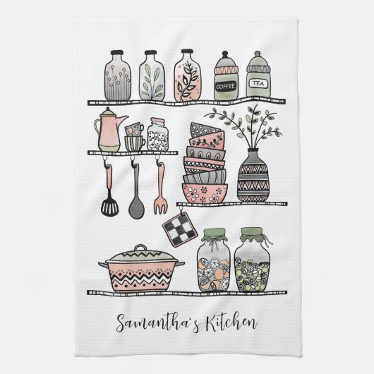 Personalisierter Boho-Chic-Farmhouse-Dekor  Geschirrtuch (Vertikal)
