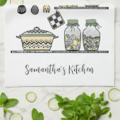 Personalisierter Boho-Chic moderner Farmhouse-Deko Geschirrtuch (Gefaltet)