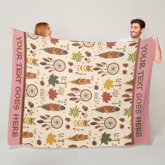 Personalisierter Boho Fall Dreamcatcher & Blätter Fleecedecke (Beispiel)