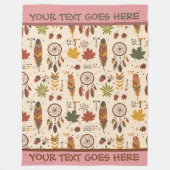 Personalisierter Boho Fall Dreamcatcher & Blätter Fleecedecke (Vorderseite)