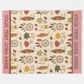 Personalisierter Boho Fall Dreamcatcher & Blätter Fleecedecke (Vorderseite (Horizontal))