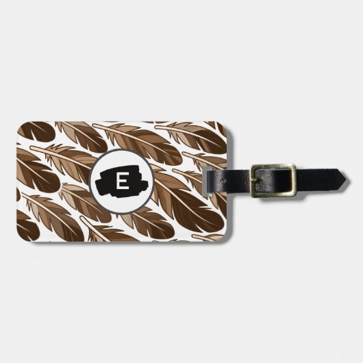 Personalisierter Boho Feather Monogram-Gepäckträge Gepäckanhänger (Vorderseite horizontal)