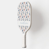 Personalisierter Boho-Feder-Blumenstrauß Pickleball Schläger (Links)