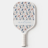 Personalisierter Boho-Feder-Blumenstrauß Pickleball Schläger (Rückseite)